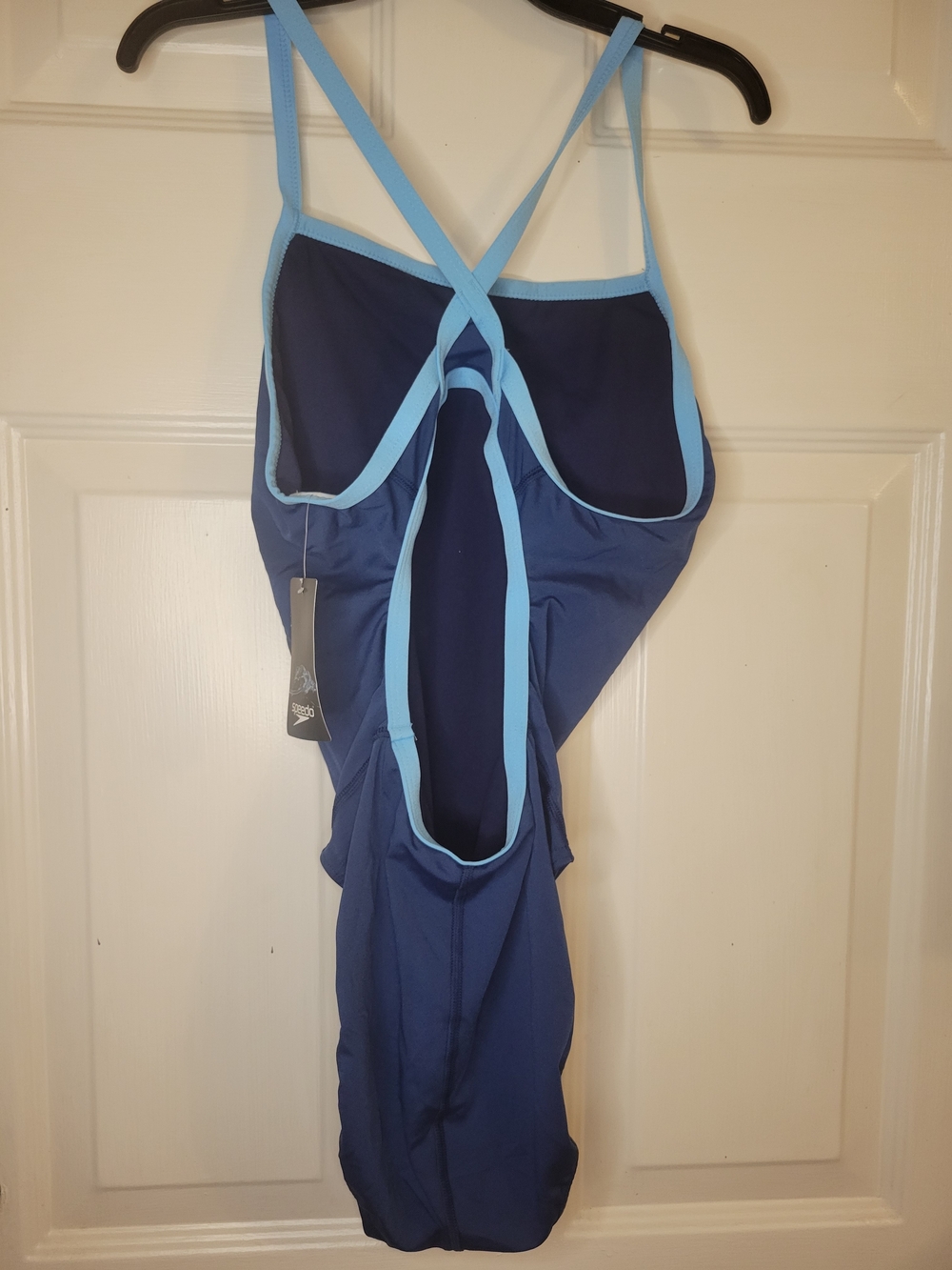 Speedo Women's Swimsuit One Piece Endurance+ Flyback Solid, 28, Navy/Blue - Picture 9 of 10